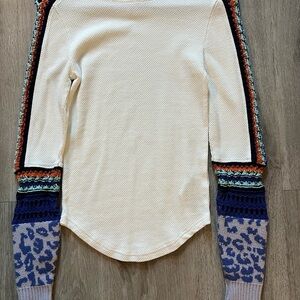 Free People Cream Textured Top